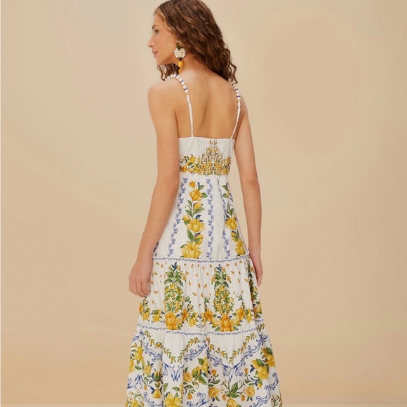 FARM Rio White and Yellow Floral Midi Dress - Picture 3 of 7